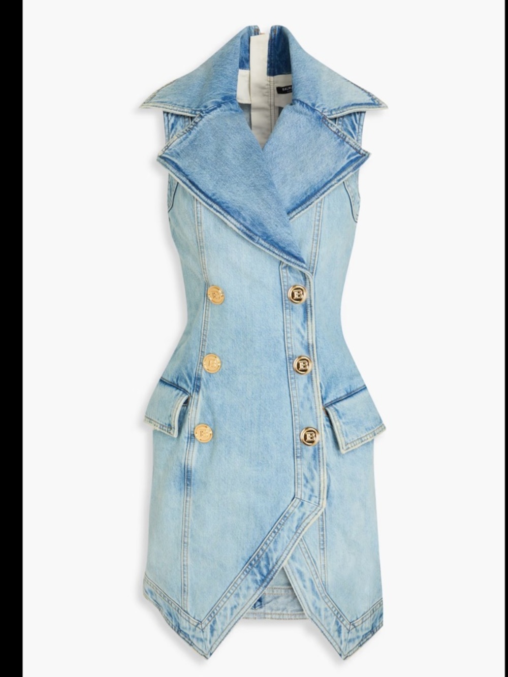 Balmain Light Blue Denim Double-Breasted Mini Dress size 34/2